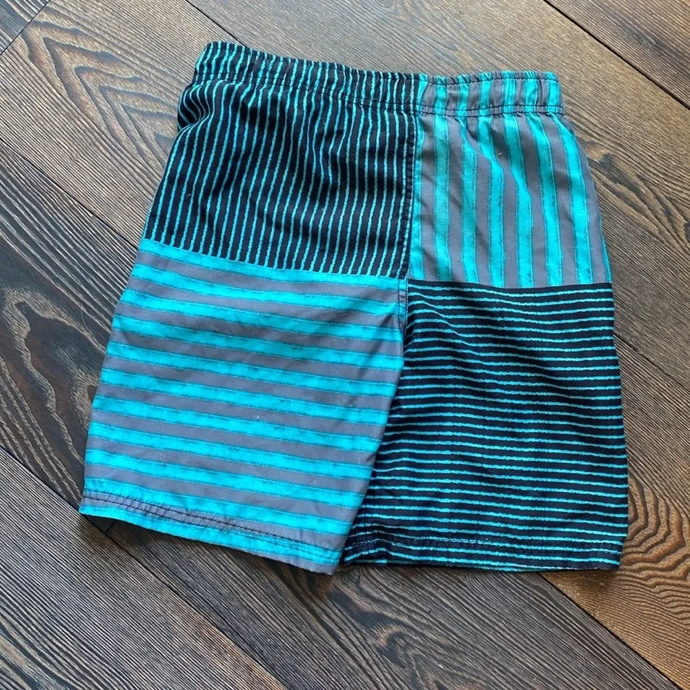 Bundle & Save CHEROKEE Boys Size Small Striped Turquoise & Black Swim‎ Shorts